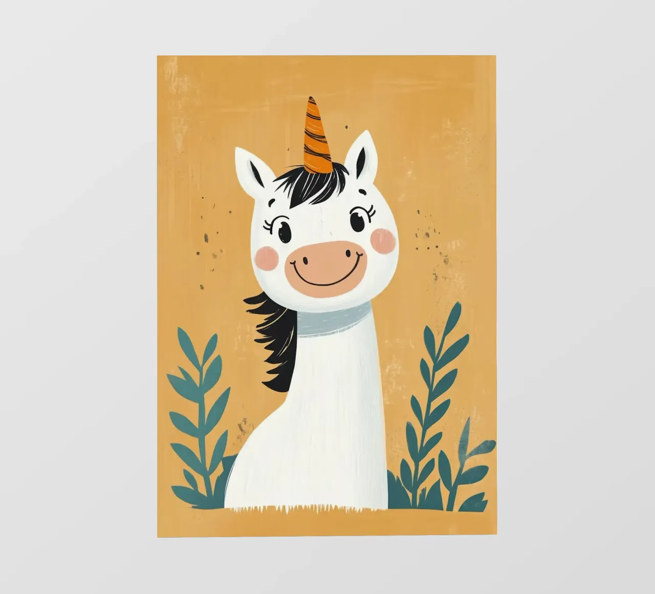 Ilustración de unicornio sonriente lámina retroiluminada de E Cannon