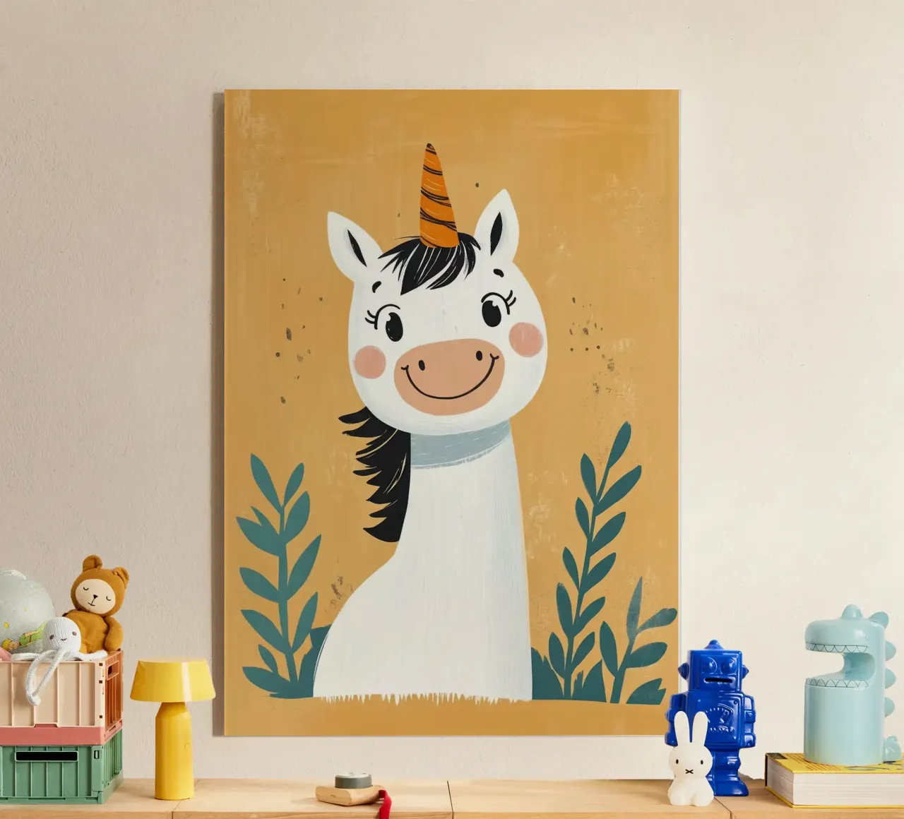 Smiling Unicorn Illustration acrylic glass by E Cannon