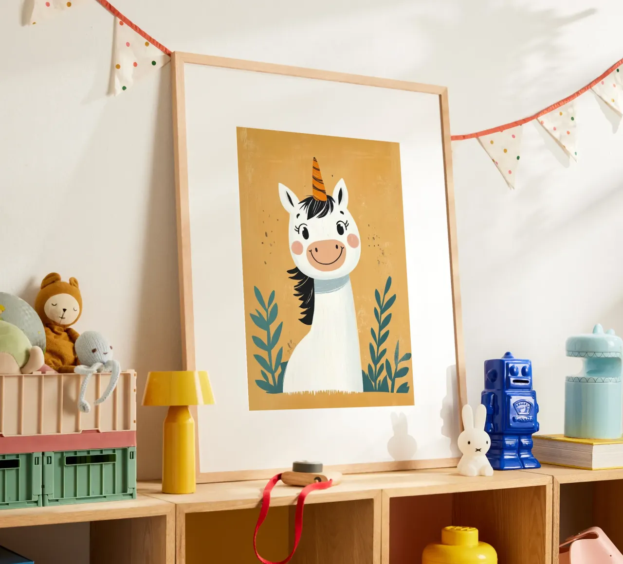 Ilustración de unicornio sonriente hahnemühle de E Cannon