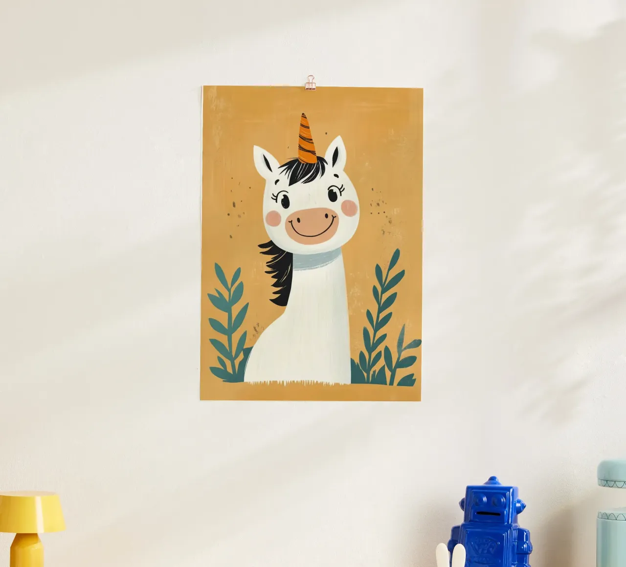 Ilustración de unicornio sonriente hahnemühle de E Cannon