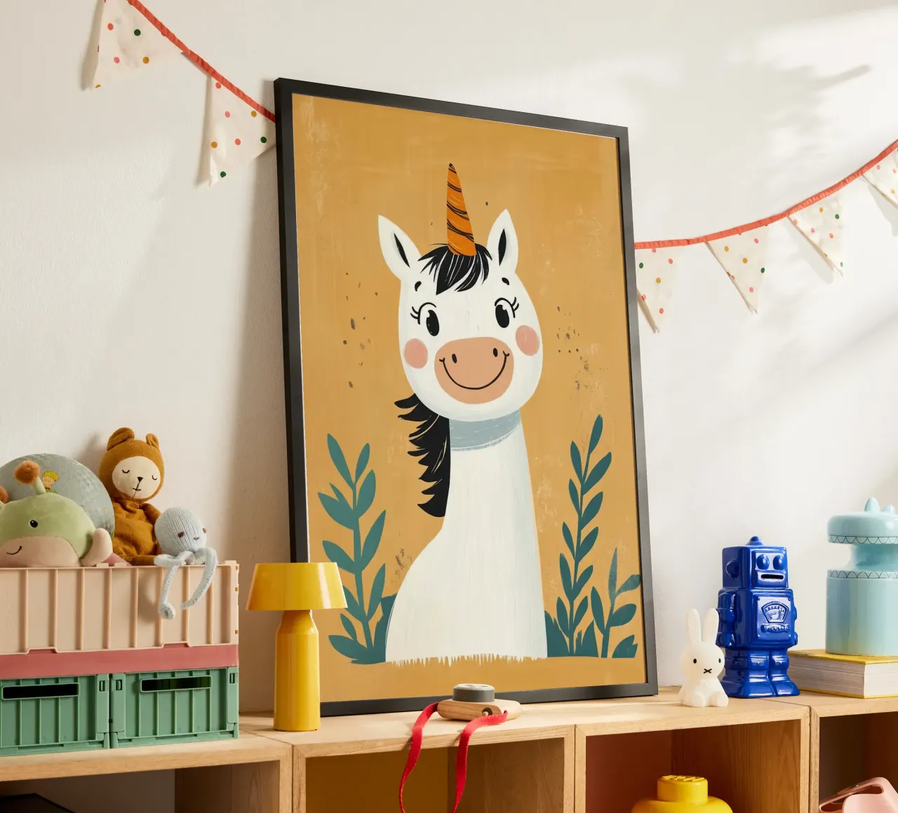 Ilustración de unicornio sonriente hahnemühle de E Cannon