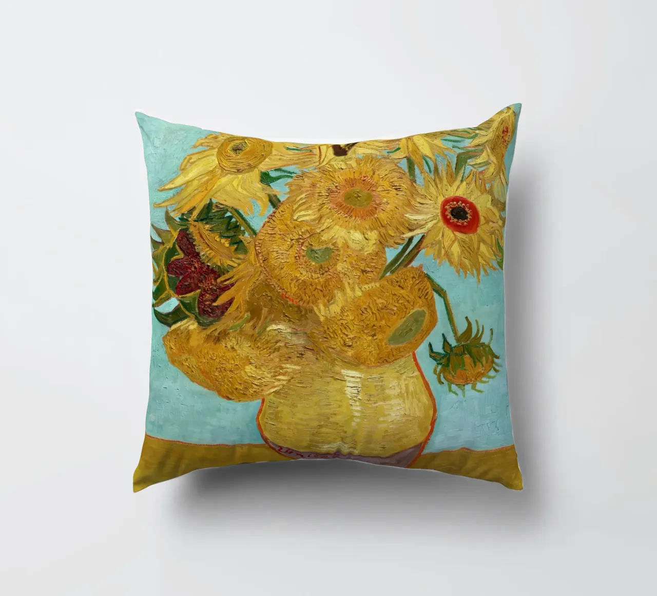 Vincent van Gogh's Vase with Twelve Sunflowers decorative cushion by Venus Art