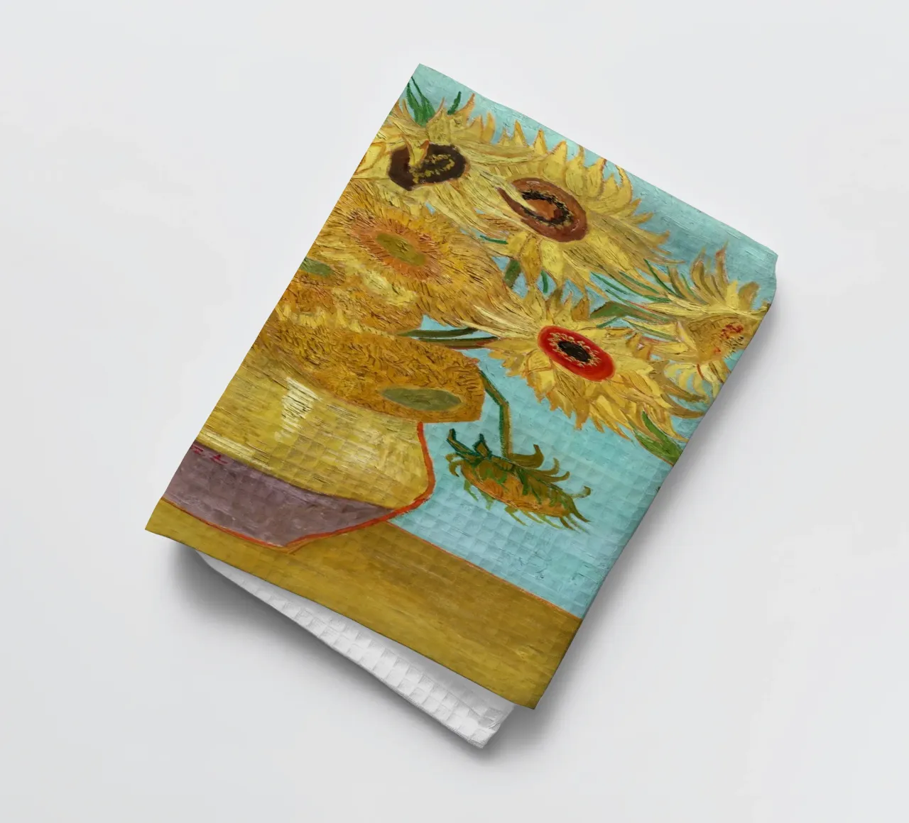 Vincent van Gogh's Vase with Twelve Sunflowers tea towel by Venus Art