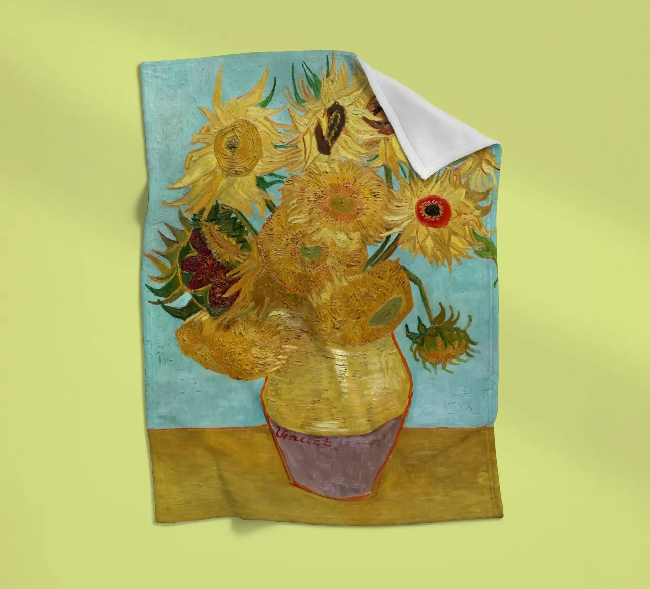 Vincent van Gogh's Vase with Twelve Sunflowers fleece blanket by Venus Art