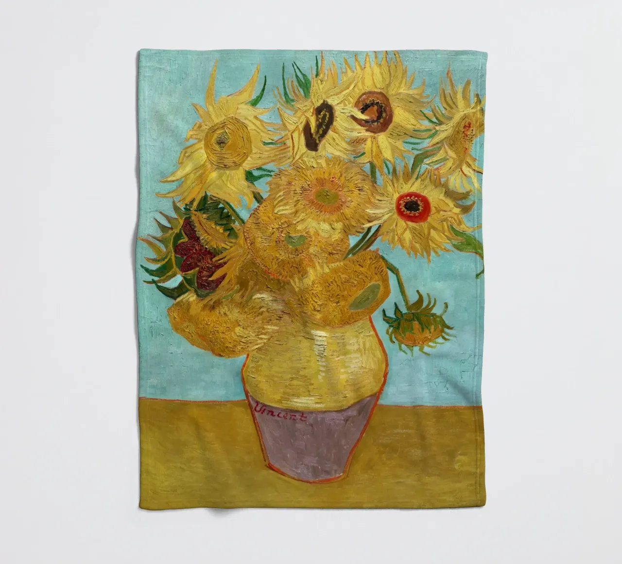 Vincent van Gogh's Vase with Twelve Sunflowers fleece blanket by Venus Art