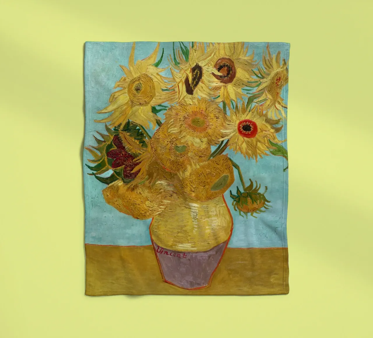 Vincent van Gogh's Vase with Twelve Sunflowers fleece blanket by Venus Art