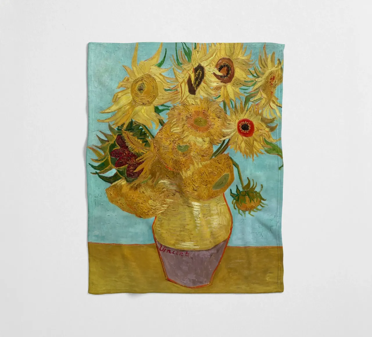 Vincent van Gogh's Vase with Twelve Sunflowers fleece blanket by Venus Art