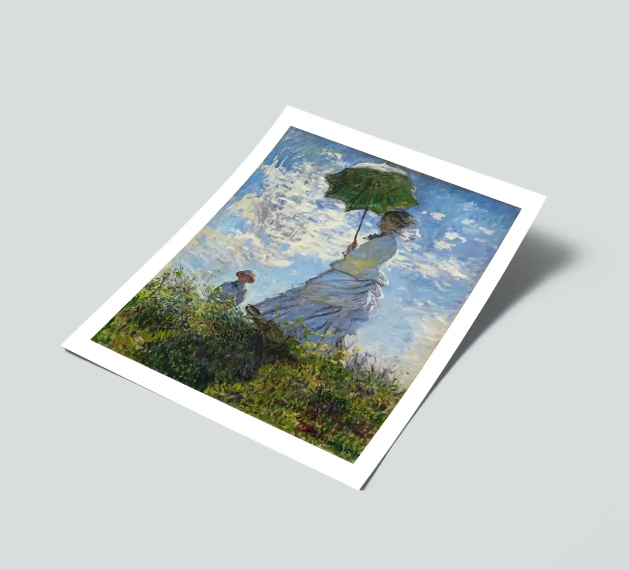 Frau mit Regenschirm in der Mitte des Feldes Stickerbogen von SMG Store