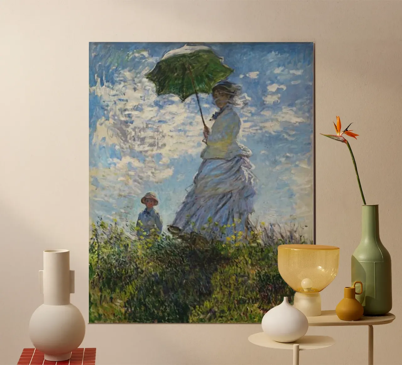 Frau mit Regenschirm in der Mitte des Feldes Hahnemühle von SMG Store