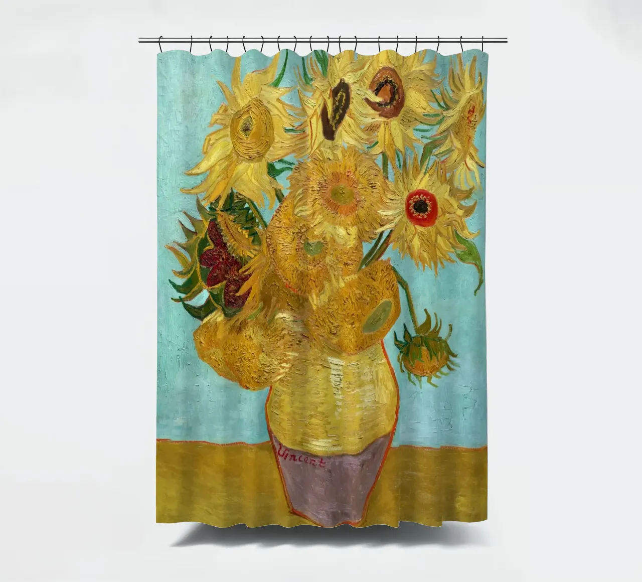 Vaso con dodici girasoli di Vincent van Gogh tenda da doccia da Classic Art Prints