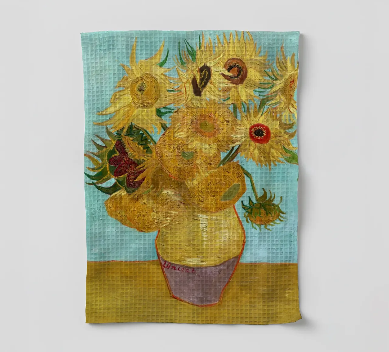 Vase with Twelve Sunflowers by Vincent van Gogh tea towel by Classic Art Prints