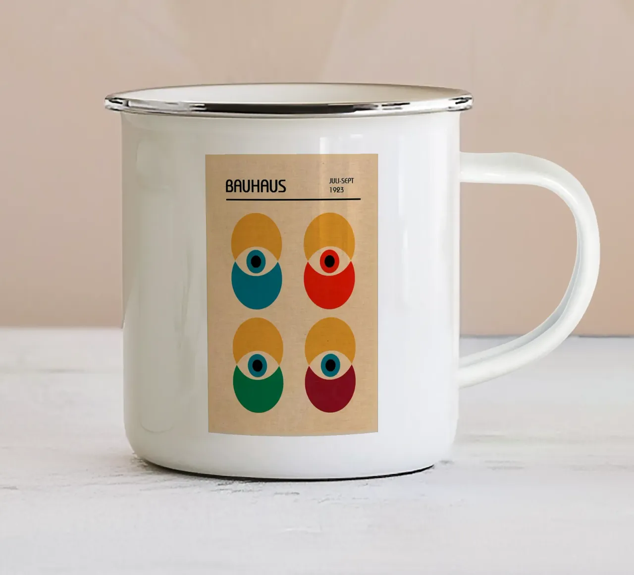 Poster Bauhaus Eye luglio settembre tazza in smalto da Edson Studio