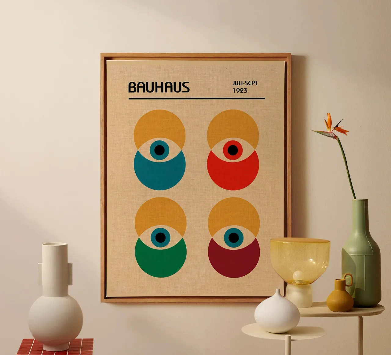 Poster Bauhaus Eye luglio settembre tela con Cornice a cassetta da Edson Studio