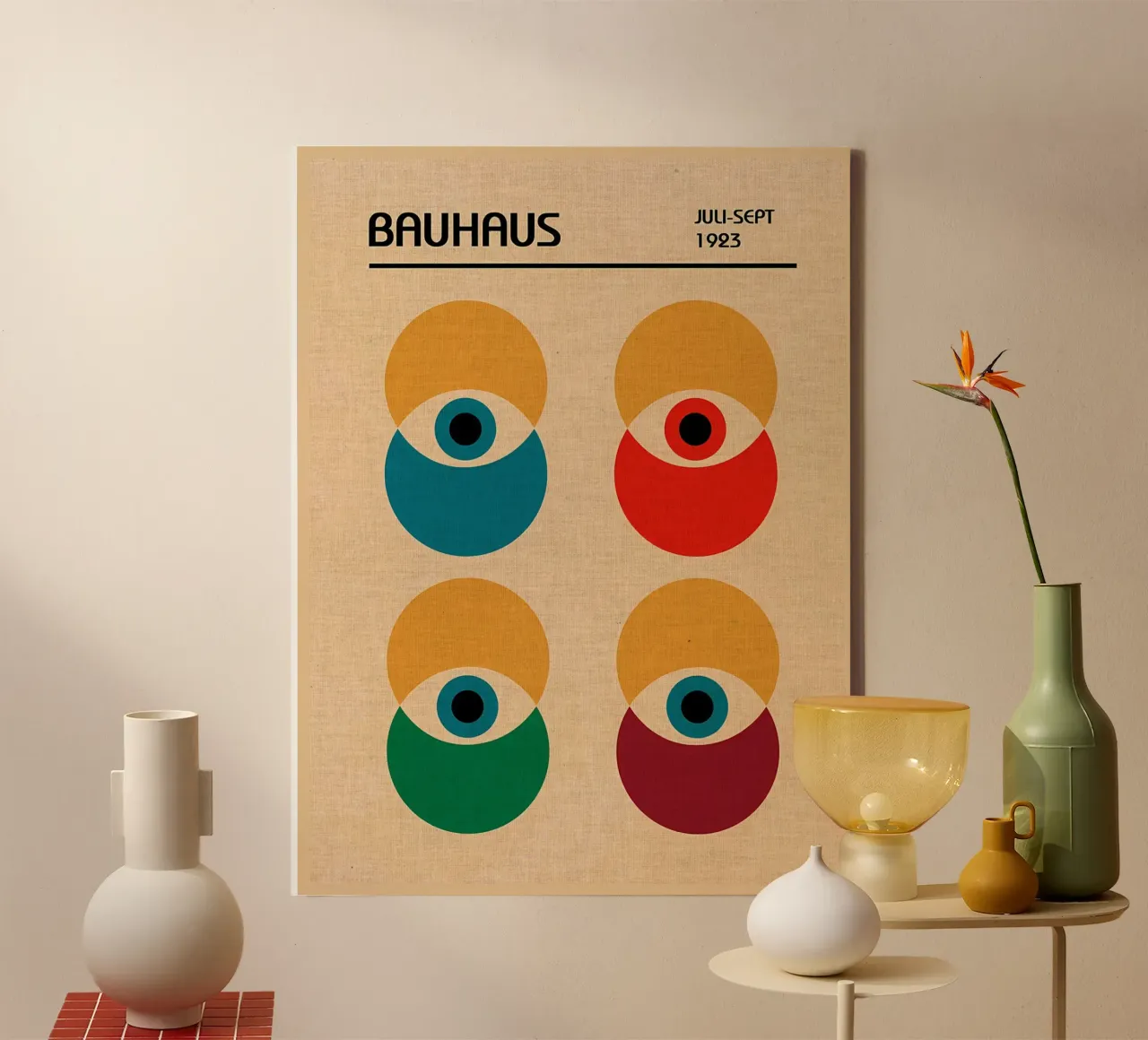 Poster Bauhaus Eye luglio settembre tela con Cornice a cassetta da Edson Studio