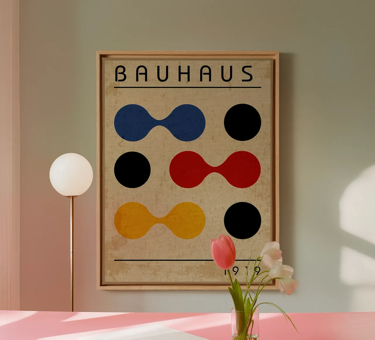 Bauhaus Geometric Art canvas with Floater frame by Edson Studio