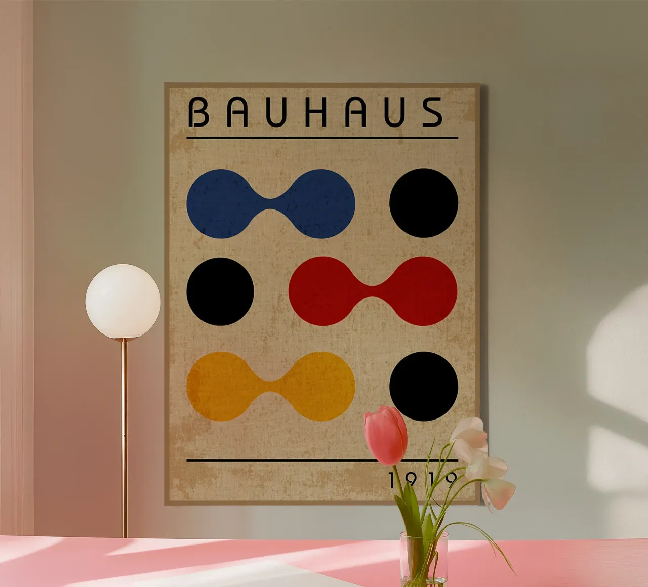 Bauhaus Geometric Art canvas with Floater frame by Edson Studio