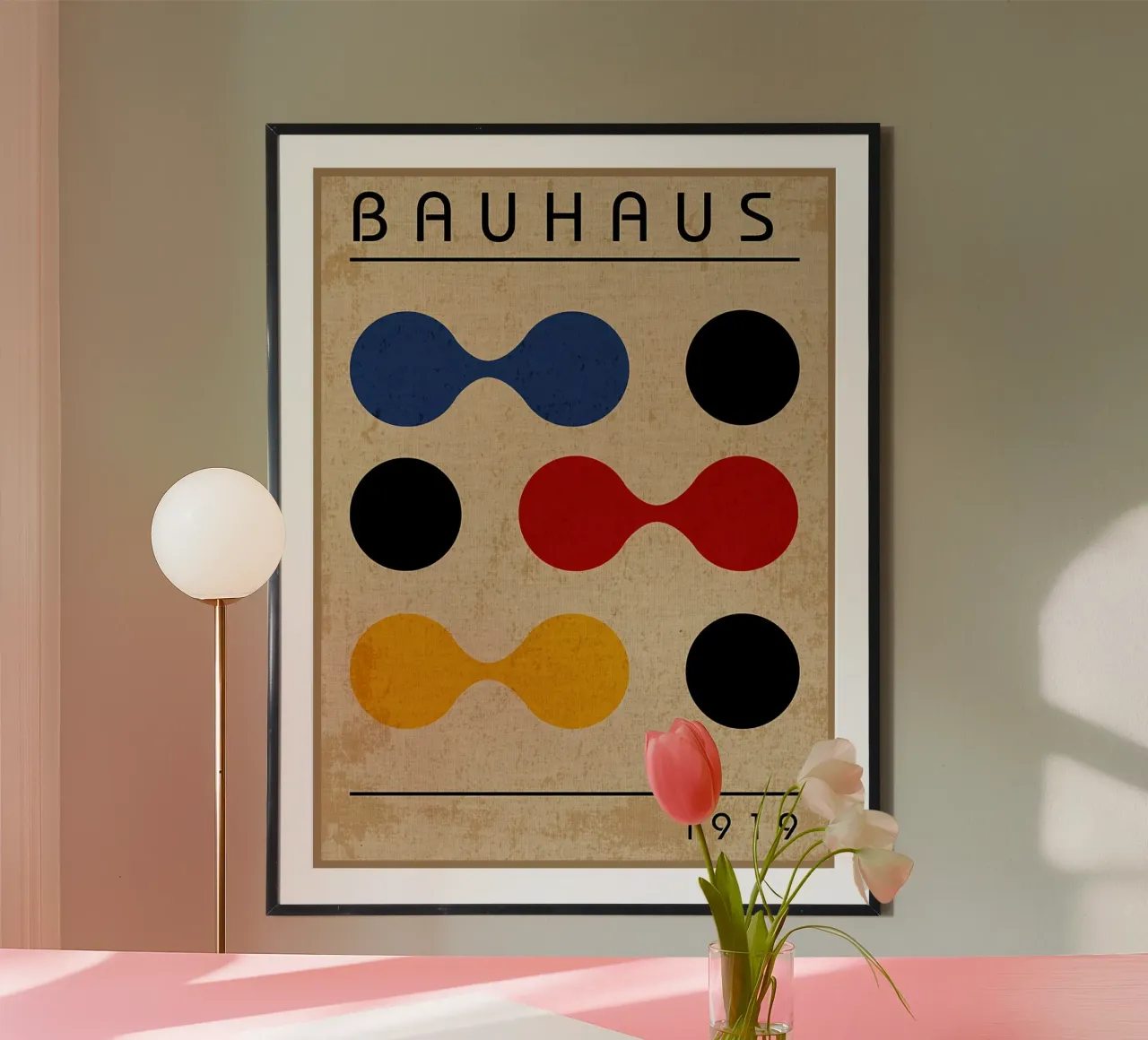 Arte geometrica Bauhaus poster con telaio in alluminio da Edson Studio
