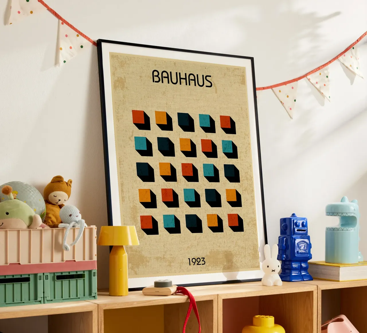 Arte geometrica Bauhaus 1923 poster con telaio in plastica da Edson Studio