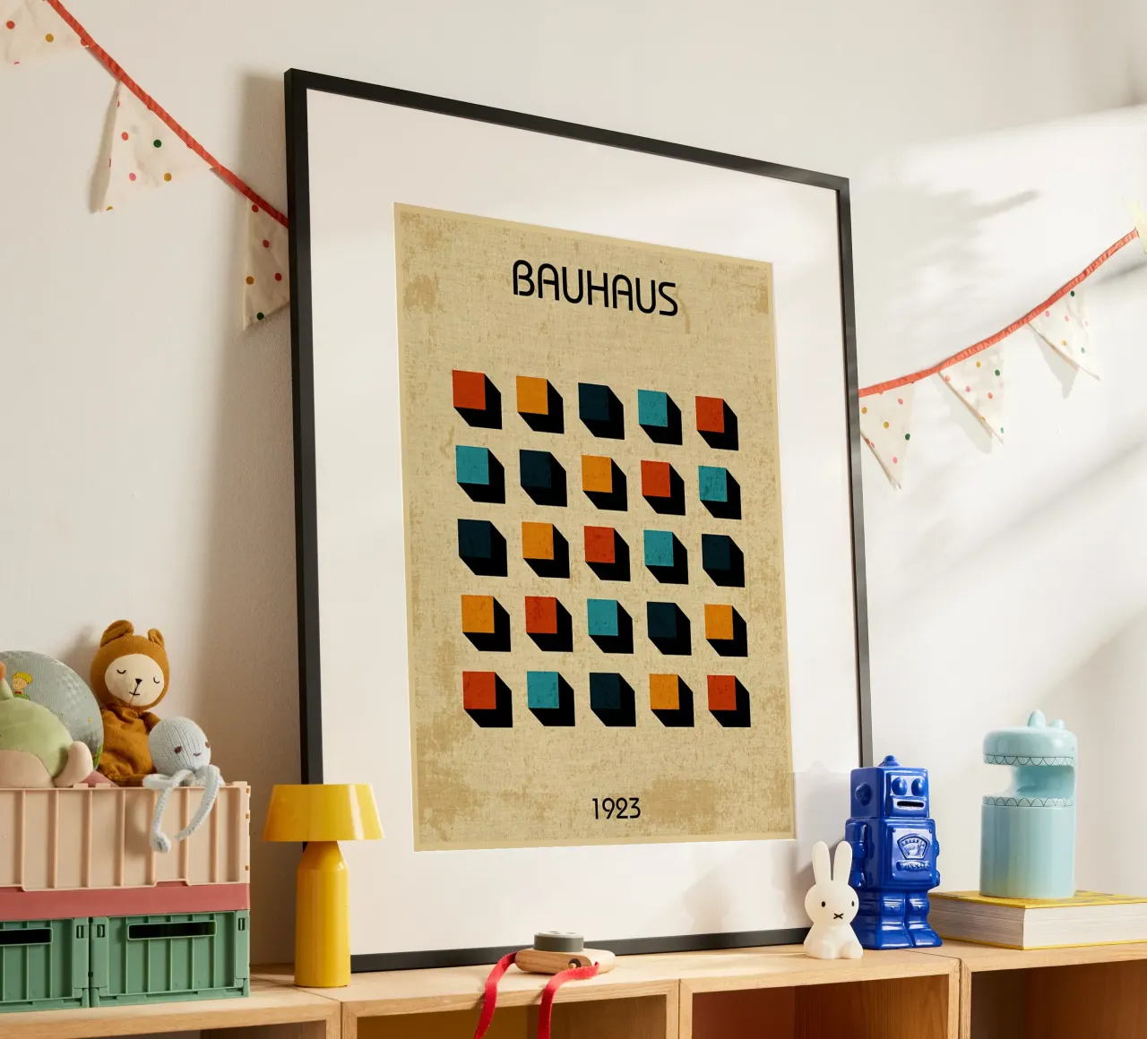 Arte geometrica Bauhaus 1923 poster con telaio in plastica da Edson Studio