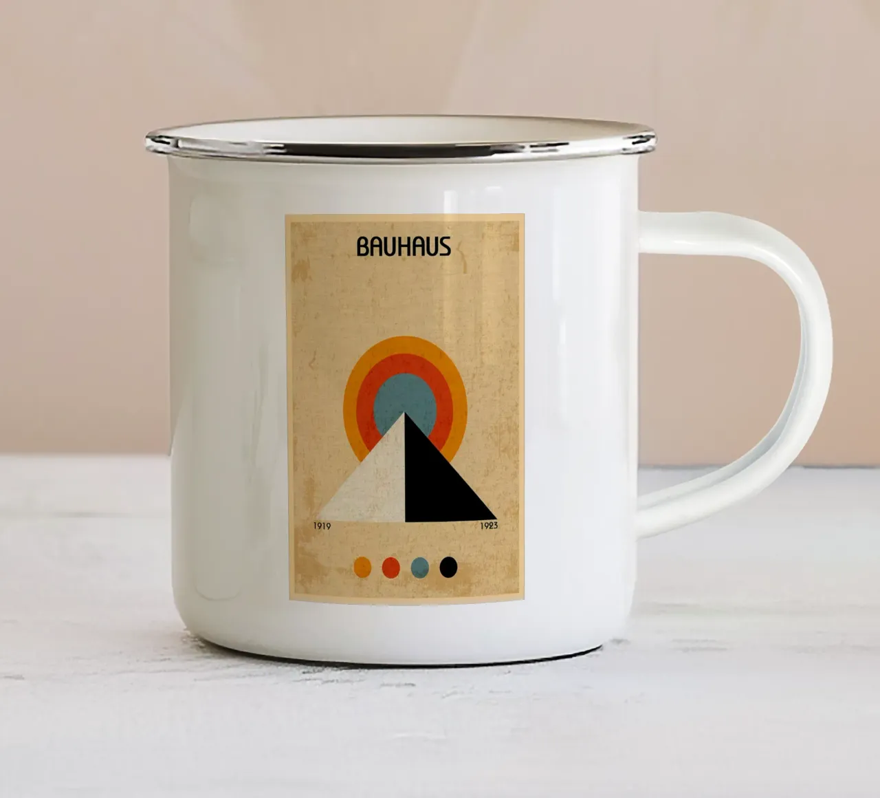 Stampa d'arte geometrica Bauhaus tazza in smalto da Edson Studio