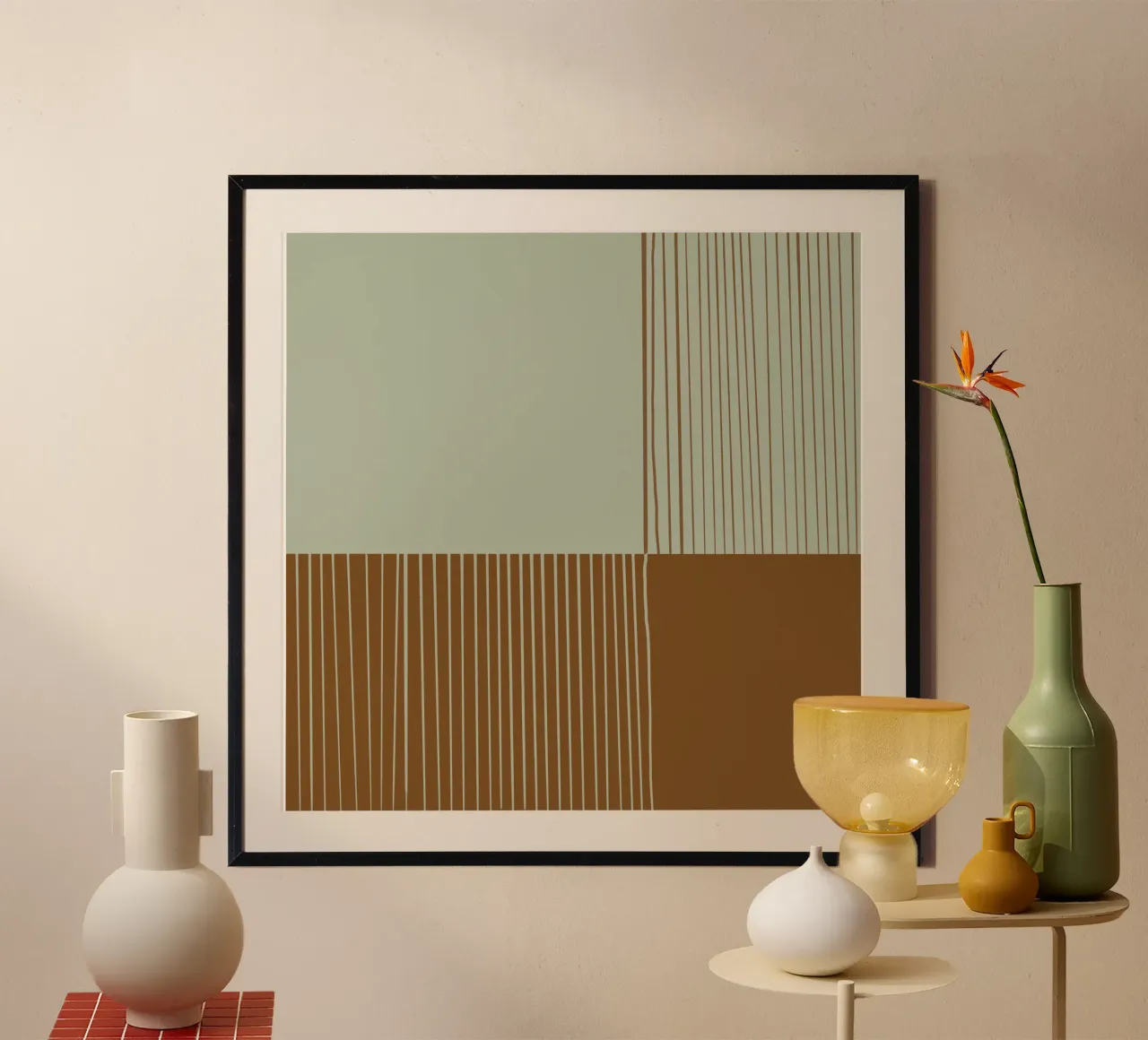 Salvia e terra di Siena poster con telaio in plastica da KHouse Studio