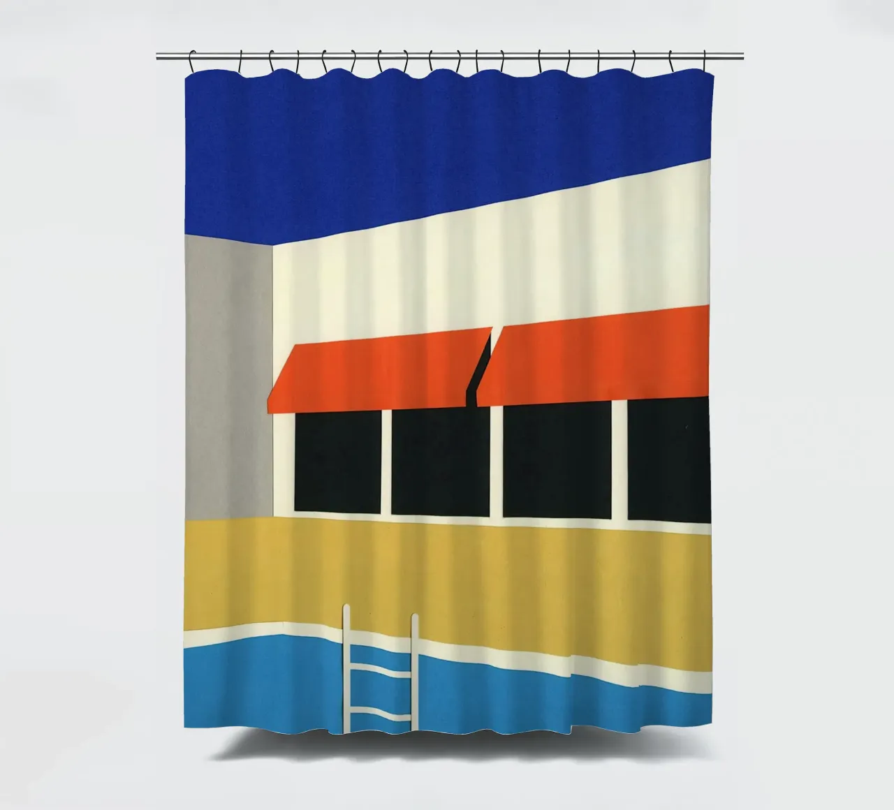 Palm Springs Pool House shower curtain by lawrencearmstron