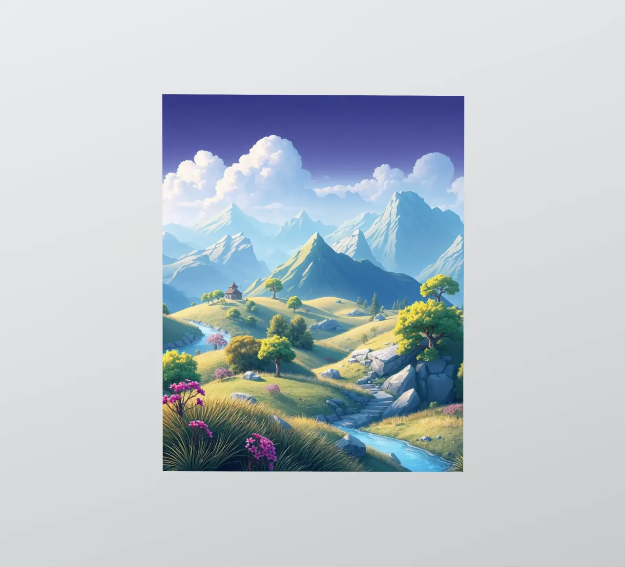 Fantasy mountain landscape sticker by RB-Digital-Paintings