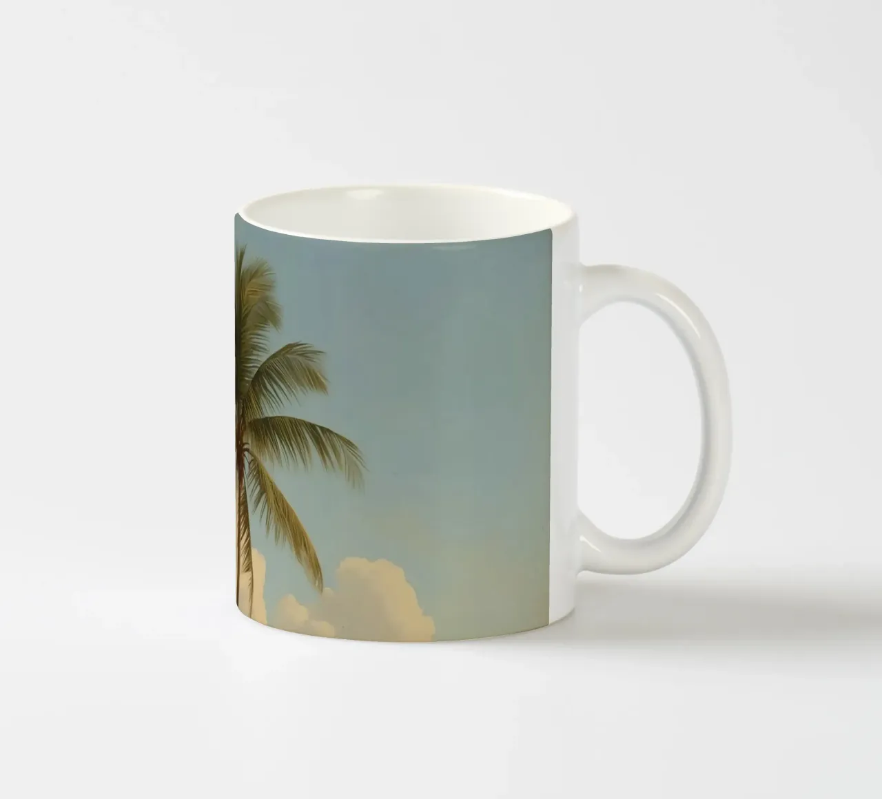 Paesaggio costiero con una palma ad alto fusto tazza in ceramica da DesignDoodle