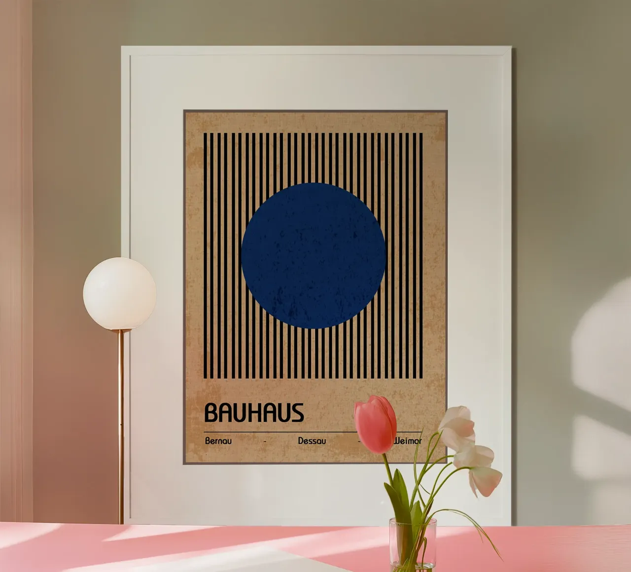 Bauhaus Geometric Art Print poster avec cadre en bois de Edson Studio