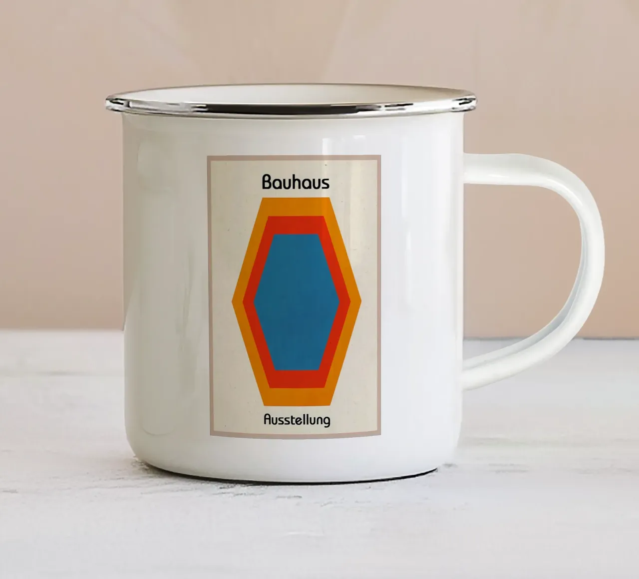 Bauhaus Geometric Poster Germany Emaille Tasse von Edson Studio
