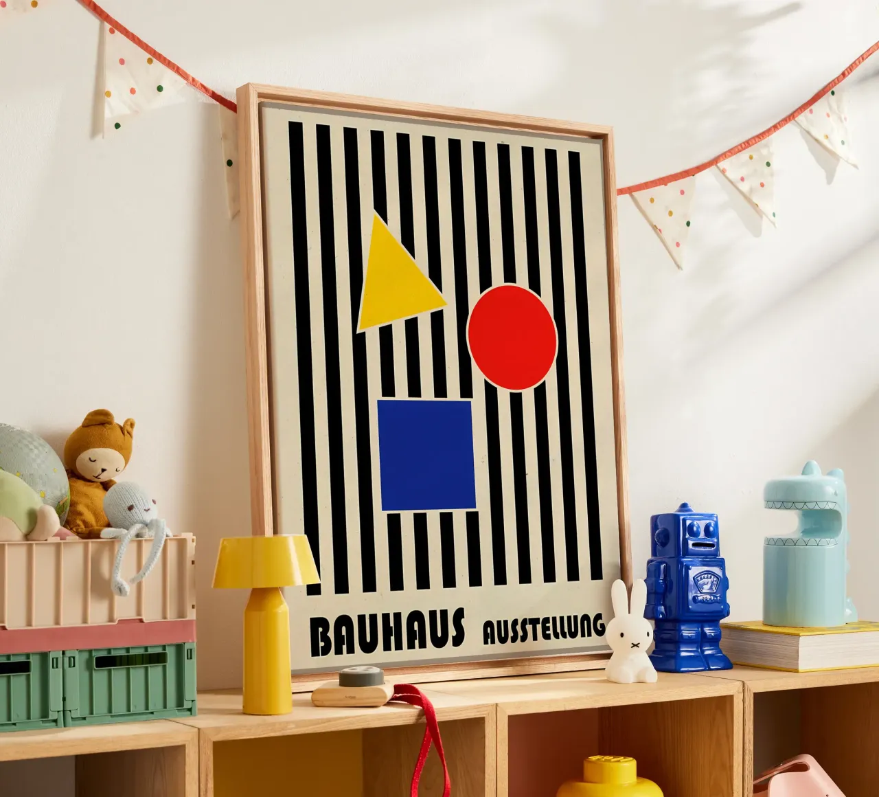 Poster geometrico Bauhaus tela con Cornice a cassetta da Edson Studio
