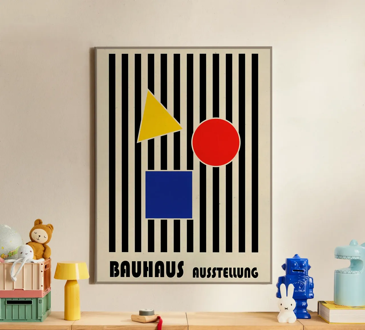 Poster geometrico Bauhaus tela con Cornice a cassetta da Edson Studio