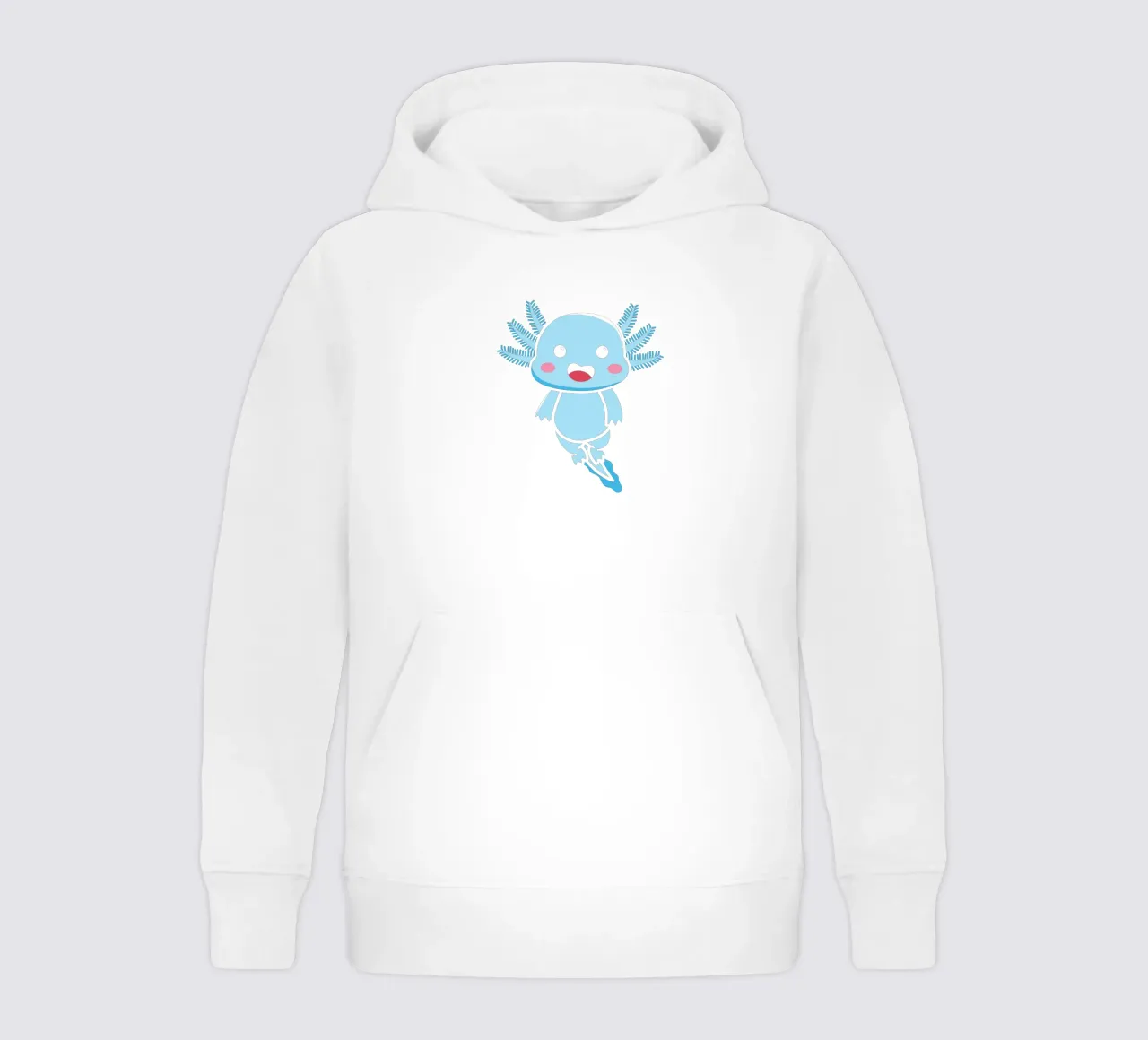Axolotl blue felpa bambino con cappuccio da edsonramosart