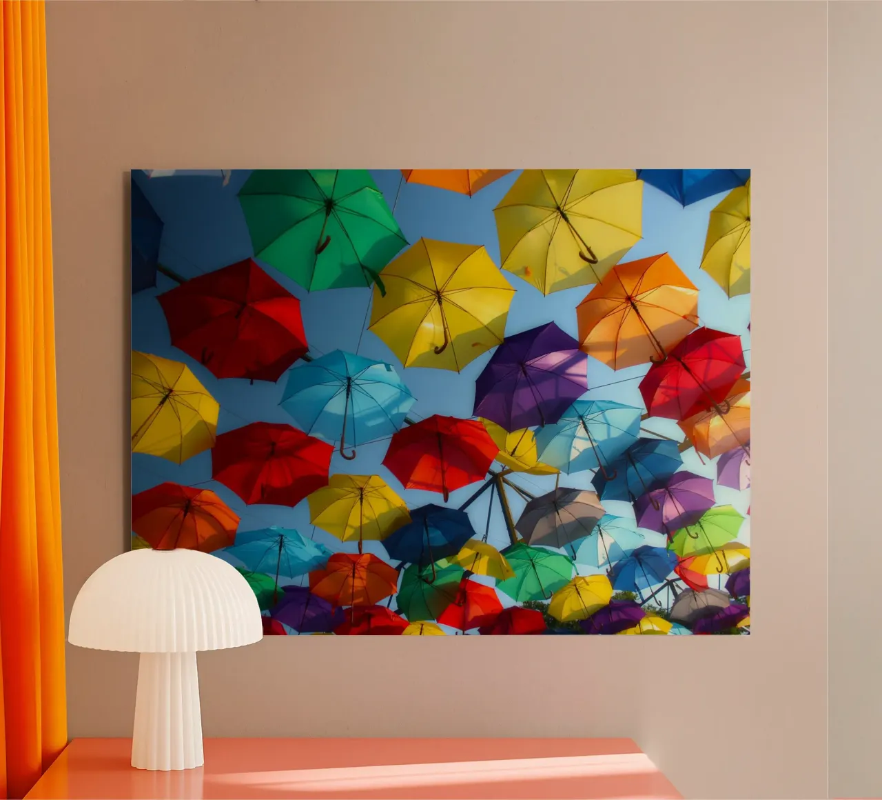 colorful umbrella wallpaper alu-dibond by Musadad Shop