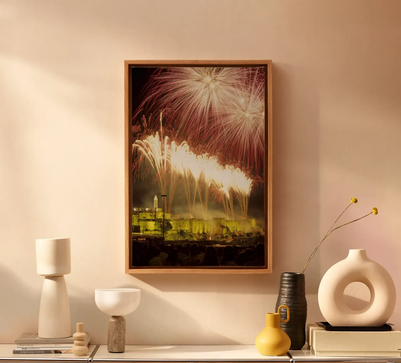 Fuochi d'artificio su Gerusalemme I tela con Cornice a cassetta da Tal Paz-Fridman
