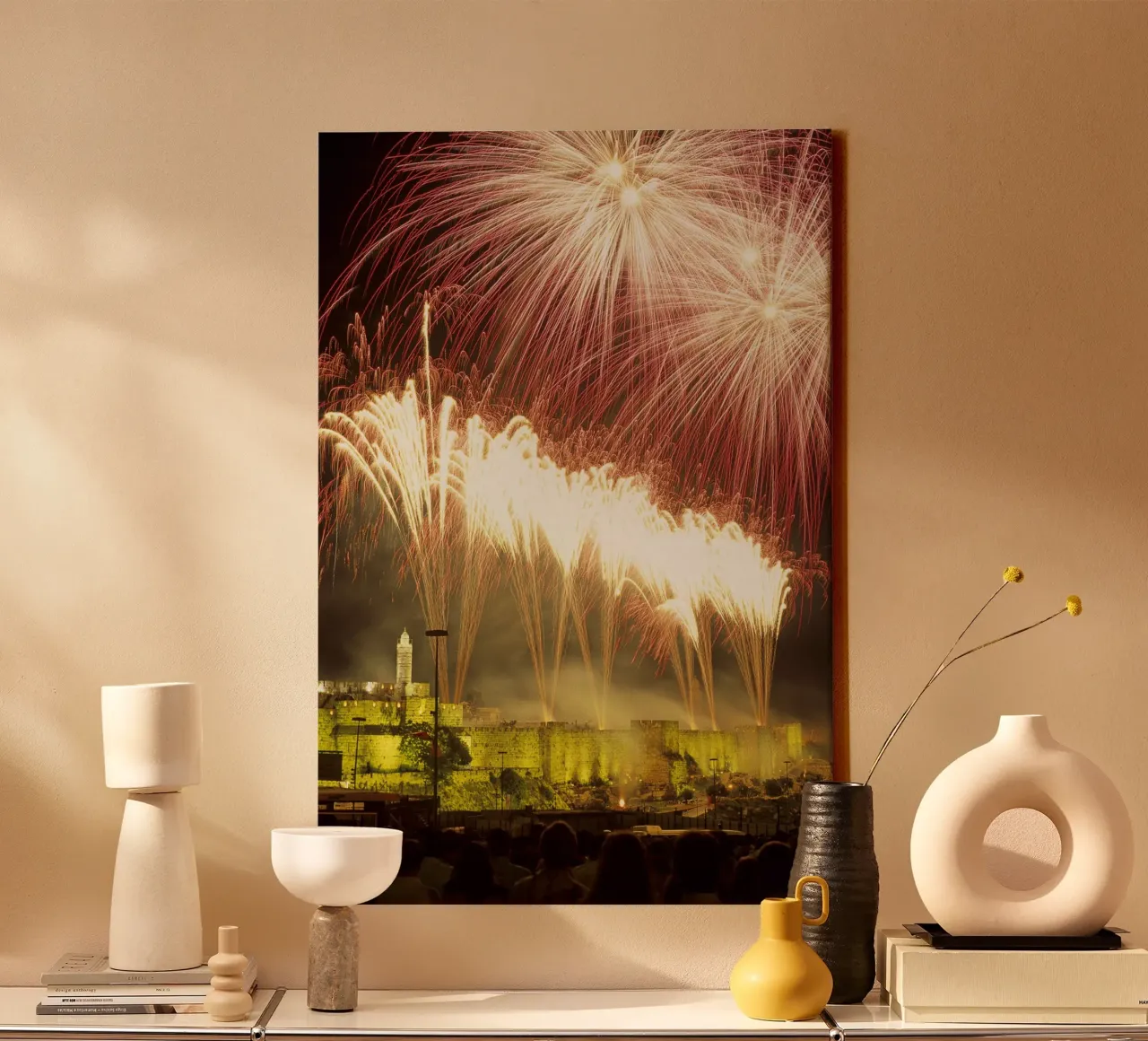 Fuochi d'artificio su Gerusalemme I tela con Cornice a cassetta da Tal Paz-Fridman