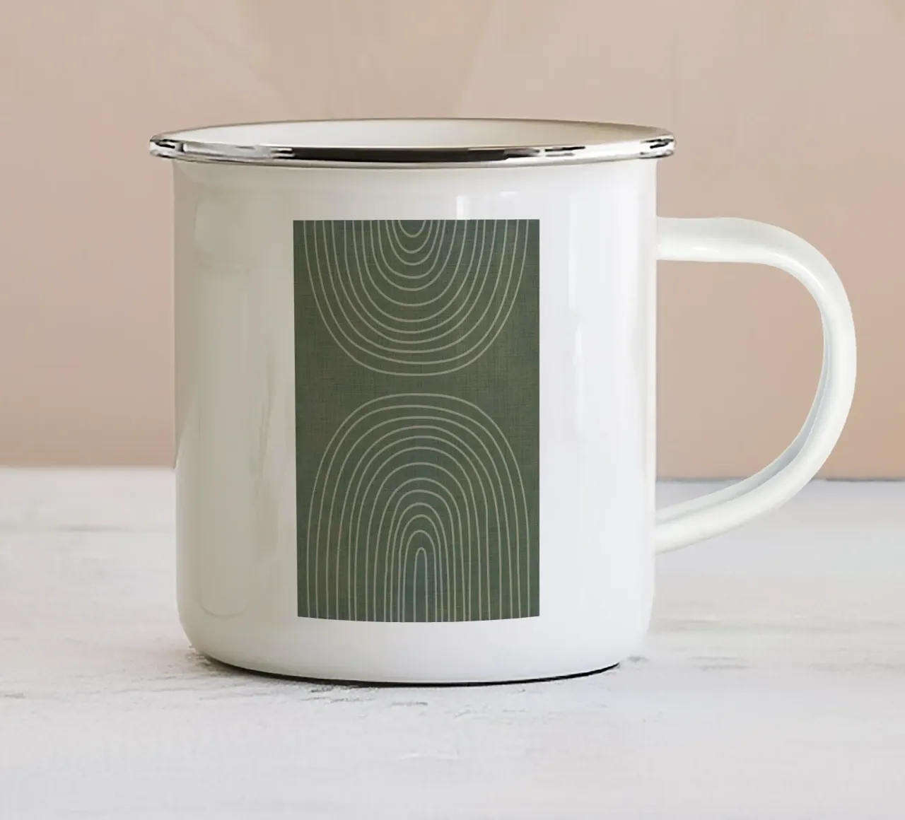 Line art arcobaleno bohémien tazza in smalto da DavisStudio