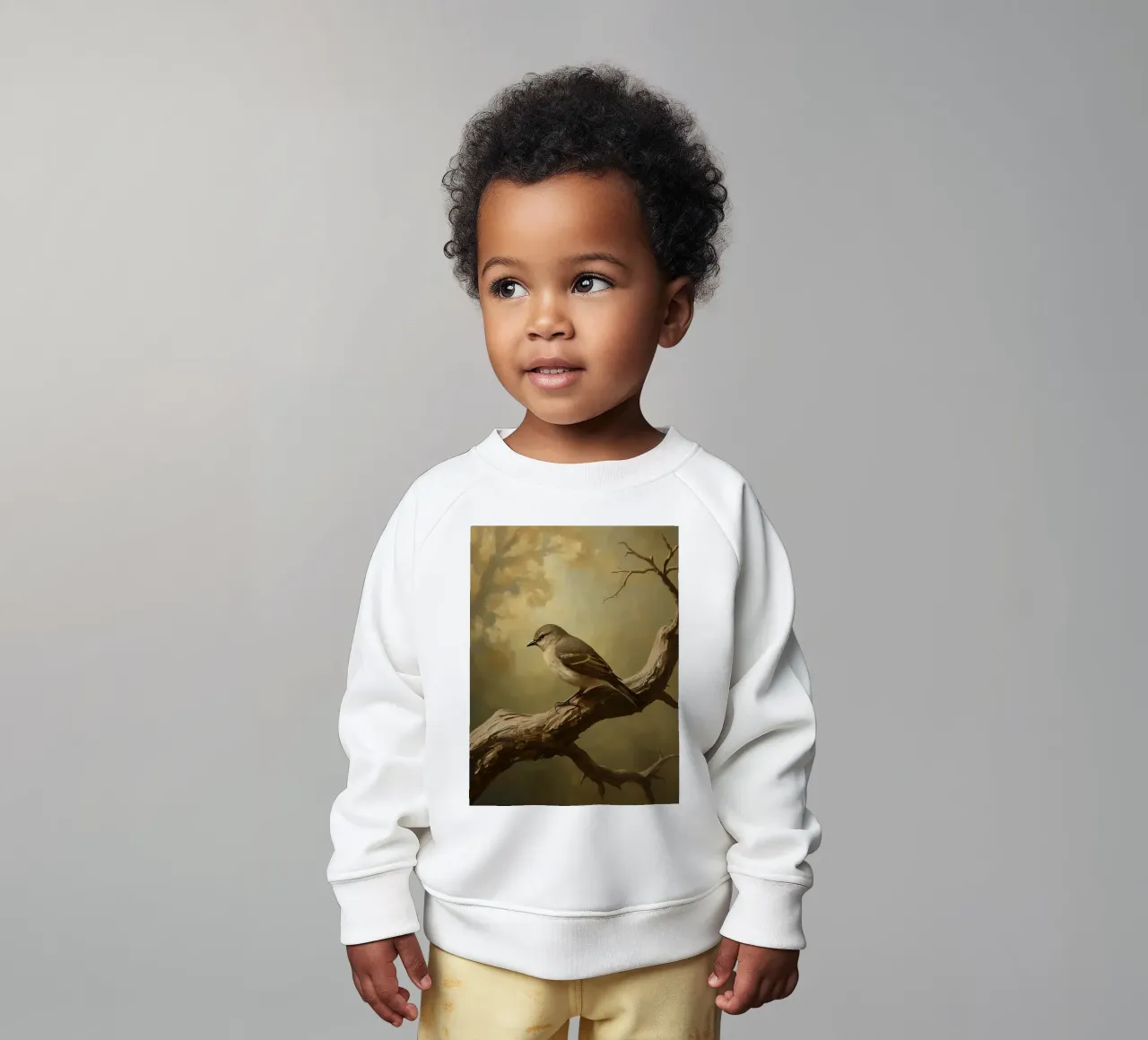 Pájaro posado en una rama con fondo suavemente otoñal sudadera de bebé de DesignDoodle