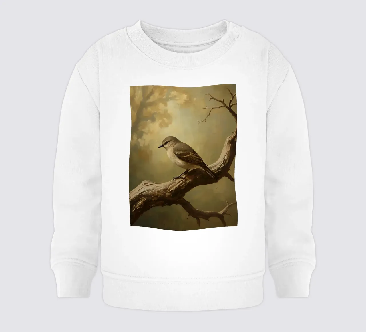 Pájaro posado en una rama con fondo suavemente otoñal sudadera de bebé de DesignDoodle