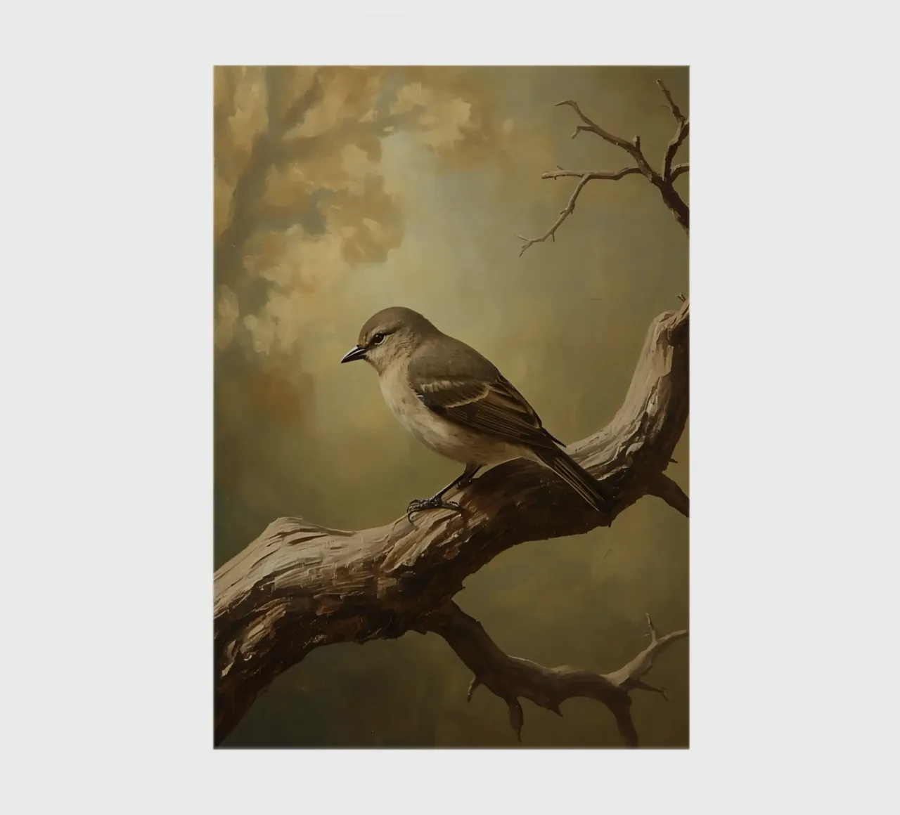 Vogel neergestreken op een tak met zachte herfst achtergrond notitieboek van DesignDoodle