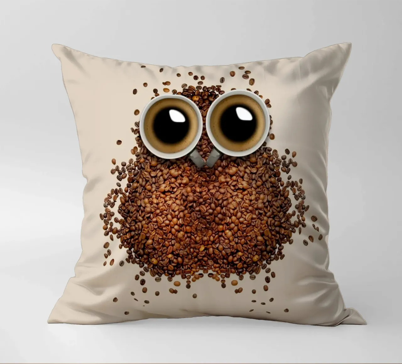 owl coffee decorative cushion by Musadad Shop