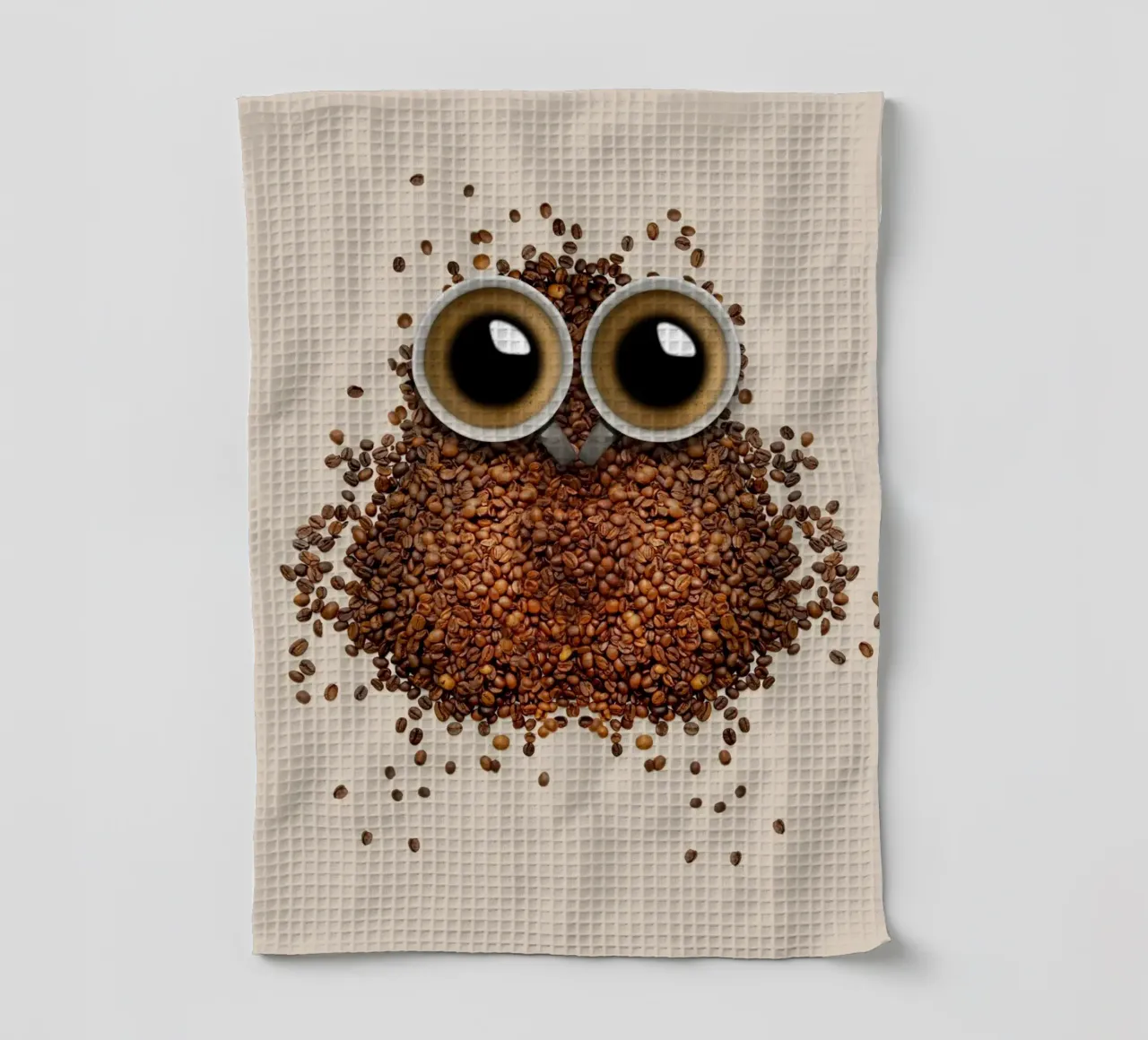 owl coffee tea towel by Musadad Shop