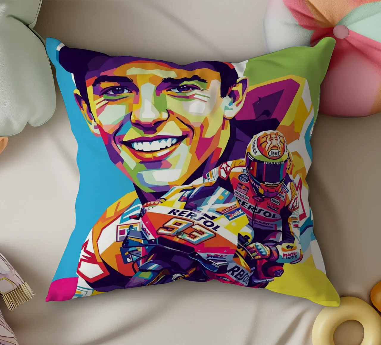 Marc Marquez art cuscino da Hantamrata
