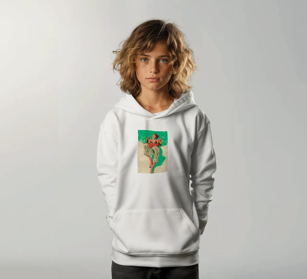 Sun on Her Shoulders kids hoodie by Clara August