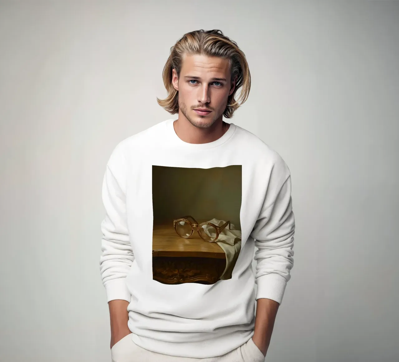 Verres anciens posés sur une table en bois sweat de DesignDoodle