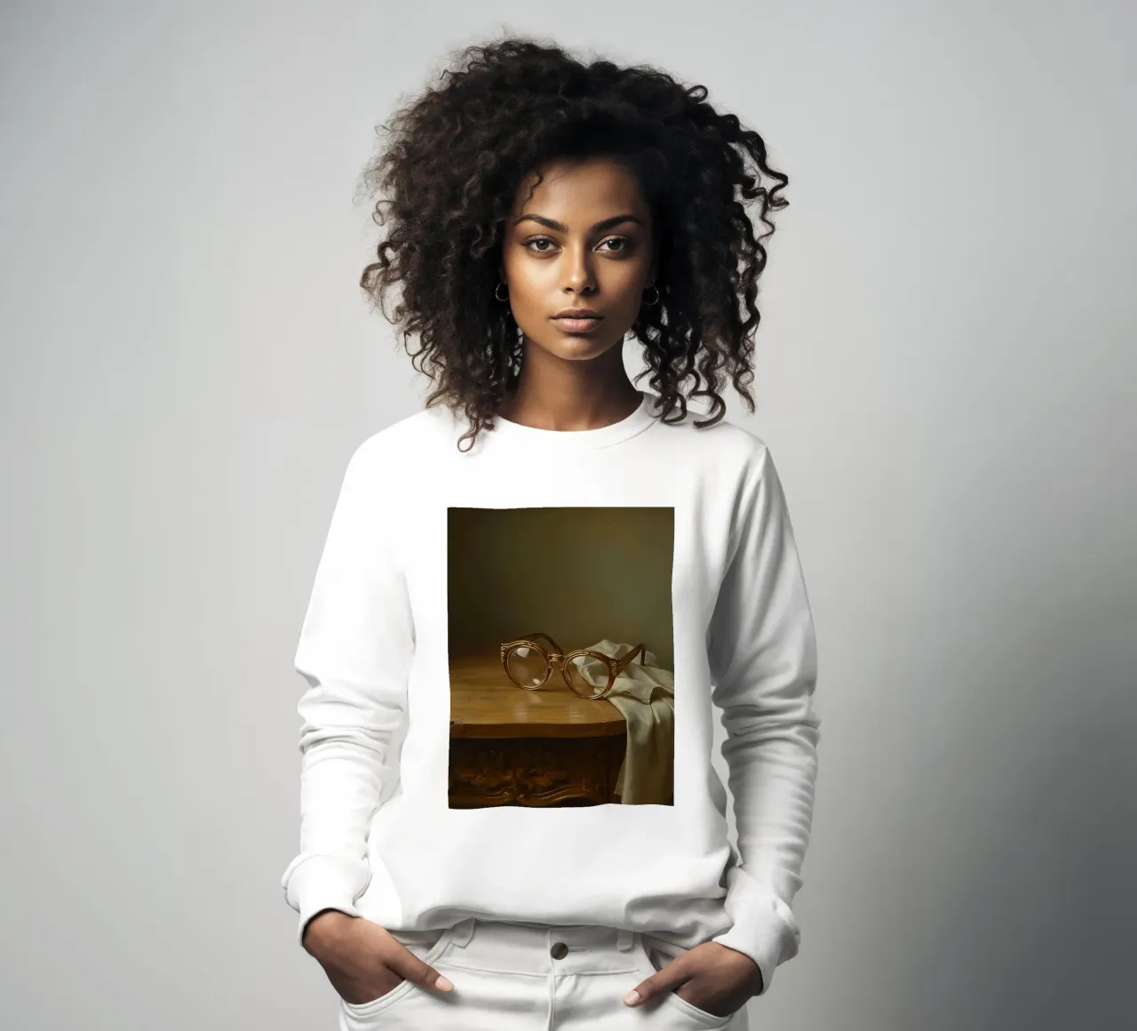Verres anciens posés sur une table en bois sweat de DesignDoodle