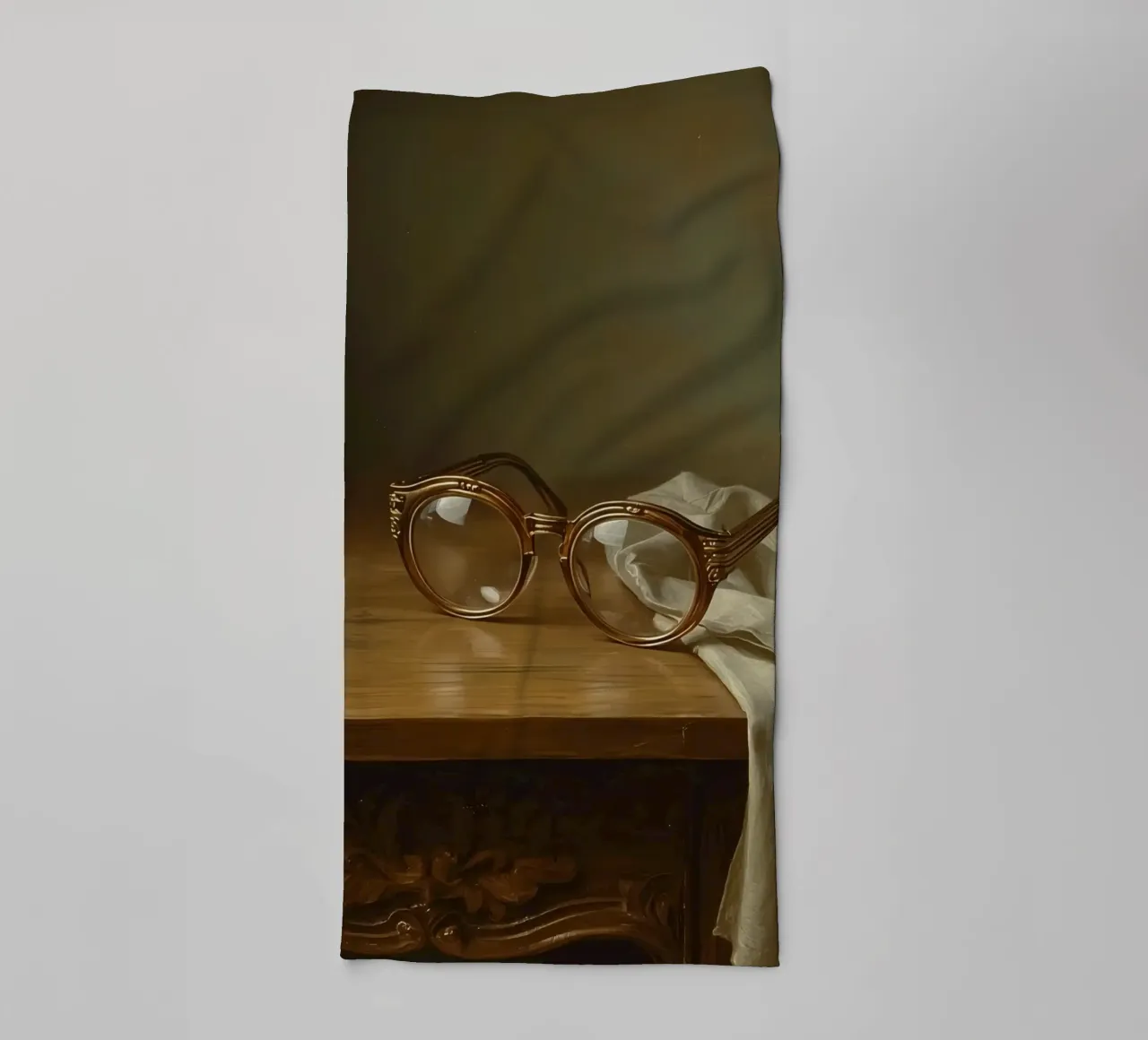 Verres anciens posés sur une table en bois serviette de bain de DesignDoodle