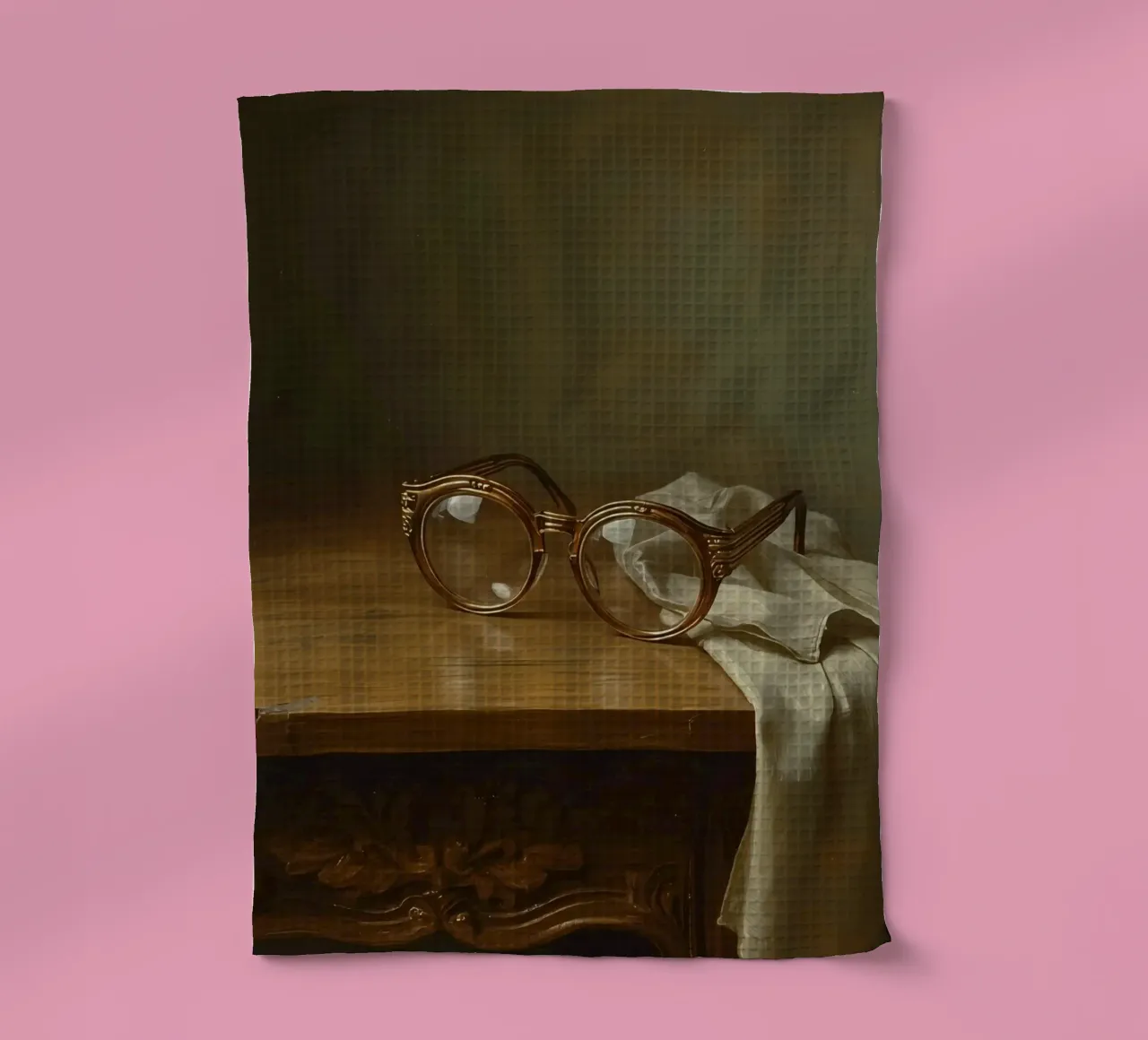 Verres anciens posés sur une table en bois torchon de DesignDoodle