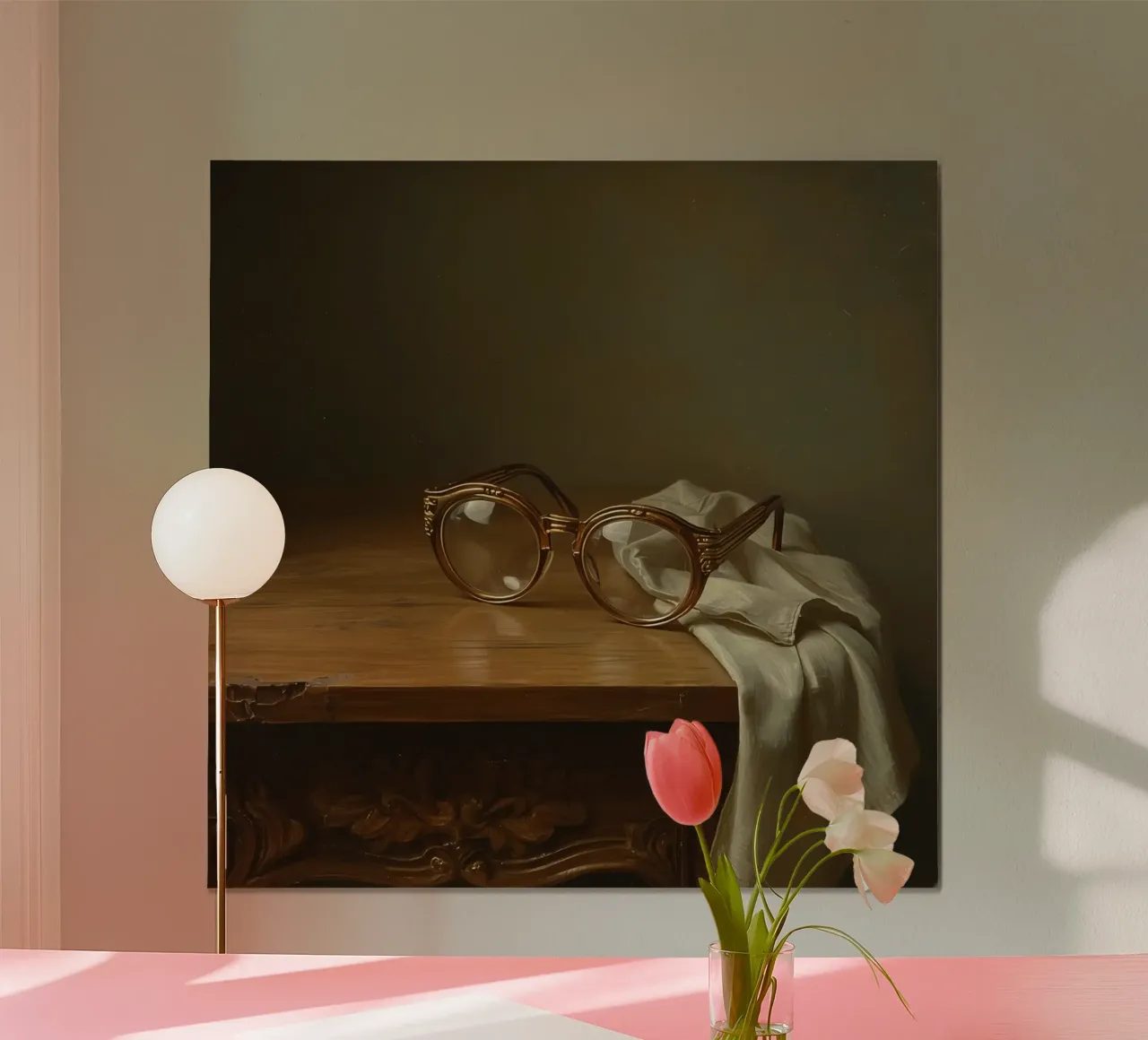 Verres anciens posés sur une table en bois poster de DesignDoodle