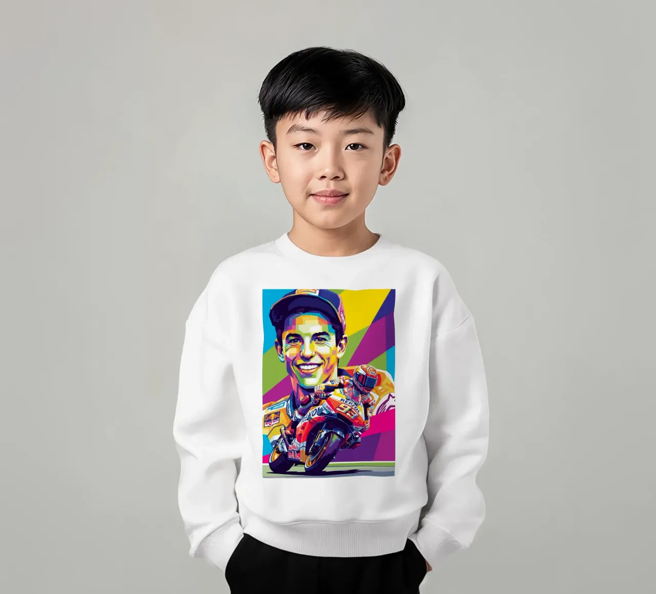Marc Marquez smile kids sweatshirt by Hantamrata